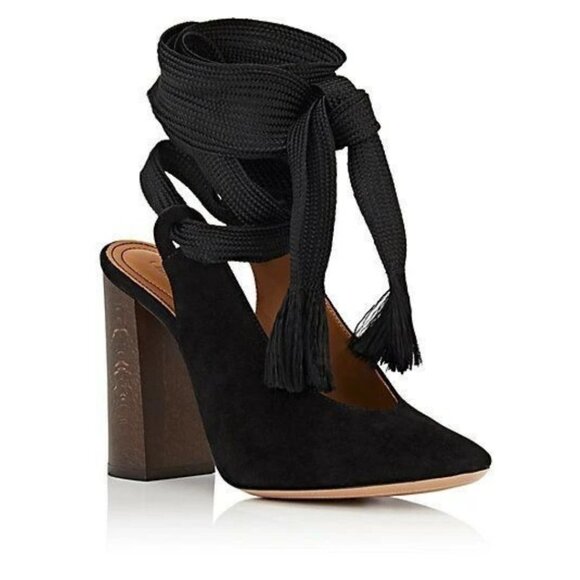 Chloe Harper Suede Ankle Tie SlingbackPumps. Size 8.5 (IT 38.5) - Picture 5 of 5